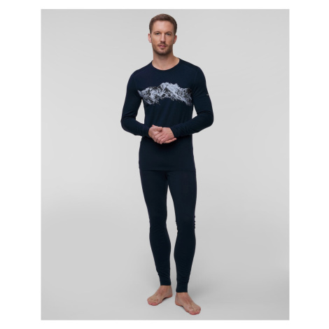 Tmavě Modré Pánské Termo Podvlíkačky Icebreaker 200 Oasis Leggings Icebreaker Merino
