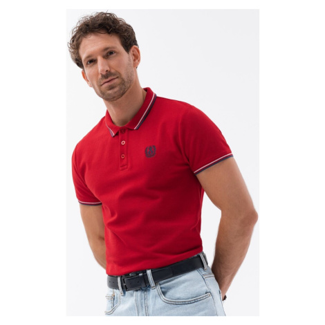 Ombre Pánské tričko s límečkem Dinangoire červená Červená