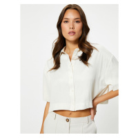 Koton Short Sleeve Crop Shirt Buttoned