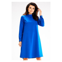 Modré volné šaty s polorolákem