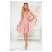 ROSALIA - Velmi žensky působící dámské šaty v pudrově růžové barvě s přeloženým obálkovým výstři