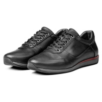 Ducavelli Lion Point Genuine Leather Plush Shearling Men's Casual Shoes Black.
