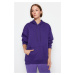 Trendyol Purple Thick Fleece Inside Oversized/Wide Fit With a Hooded Basic Knitted Sweatshirt
