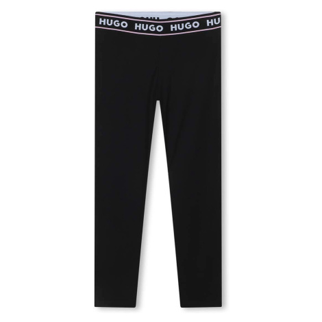 Dětské legíny HUGO černá barva, hladké Hugo Boss