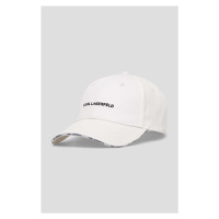 Bavlněná baseballová čepice Karl Lagerfeld bílá barva, s aplikací