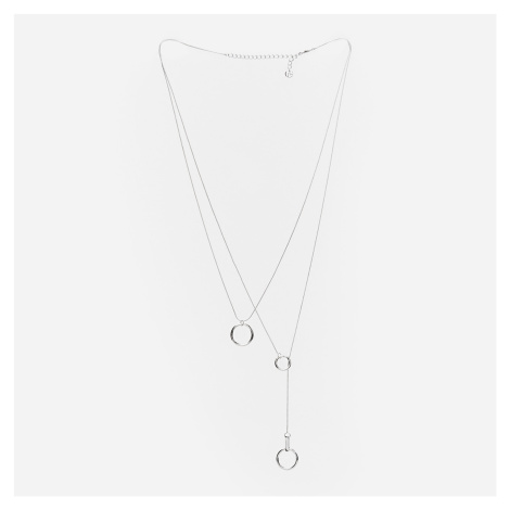 Reserved - Vrstvený náhrdelník s kruhovými přívěsky - Stříbrná