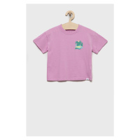 Dětské bavlněné tričko GAP růžová barva, s potiskem