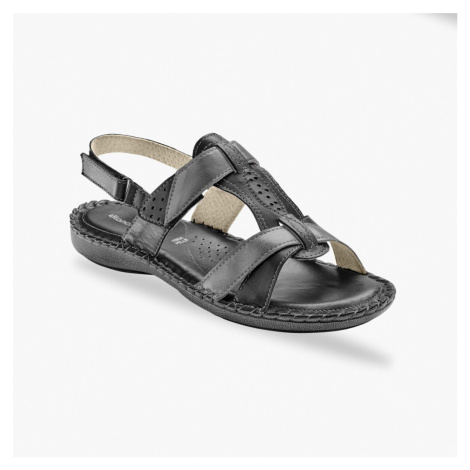 Dvoubarevné kožené sandály, černé Blancheporte