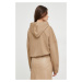Mikina Answear Lab dámská, béžová barva, s kapucí, hladká