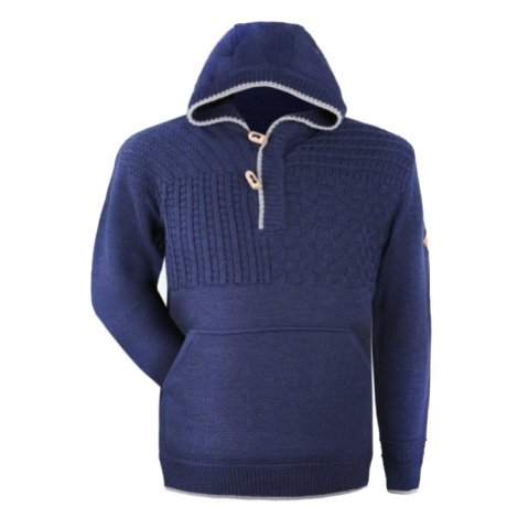 KAMA 4059 unisex merino svetr s kapucí, modrá