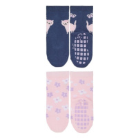 Sterntaler ABS ponožky dvojité balení kočka a květiny modré