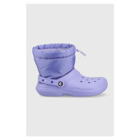 Sněhule Crocs Classic Lined Neo Puff Boot fialová barva