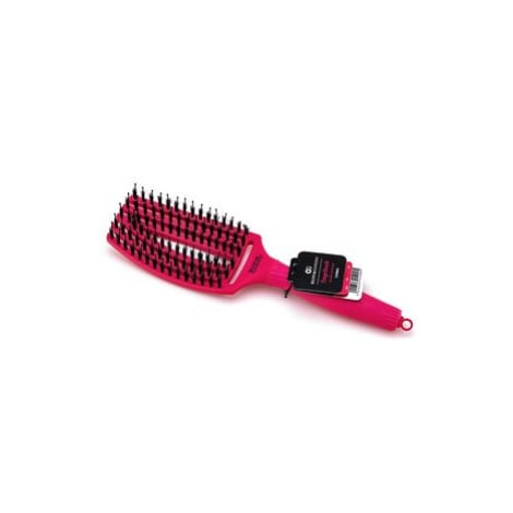 Olivia Garden Fingerbrush Combo Medium Hot Pink kartáč na vlasy s nylonovými a kančími štětinami