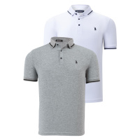 DOUBLE SET T8586 DEWBERRY MEN'S T-SHIRT-WHITE-GREY