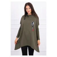 Oversize mikina s asymetrickými stranami khaki