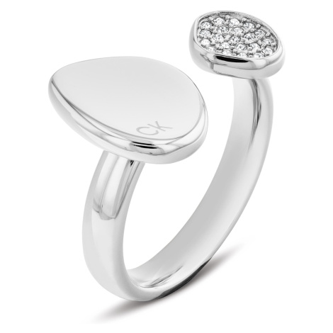 Calvin Klein Elegantní ocelový prsten s krystaly Fascinate 35000319