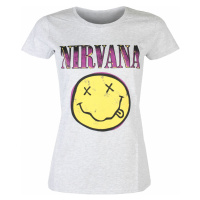 Tričko metal dámské Nirvana - Xerox Happy Face Pink HEATHER - ROCK OFF - NIRVTS15LH