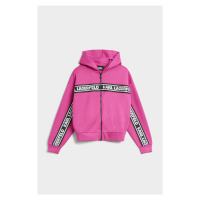 Mikina karl lagerfeld double jersey zip up w/hood růžová