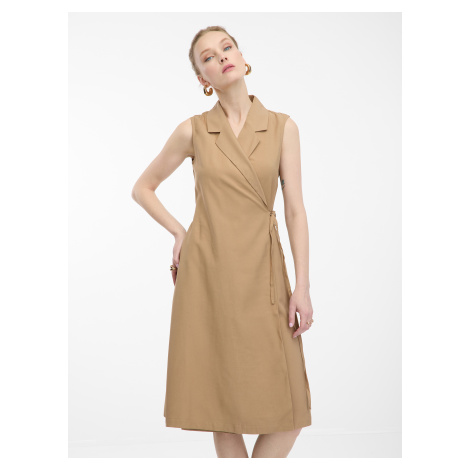 Světle hnědé dámské zavinovací šaty ORSAY