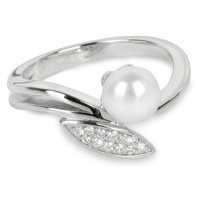 Silver Cat Elegantní stříbrný prsten se zirkony a perličkou SC215