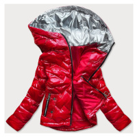 Červená prošívaná dámská bunda s kapucí model 16146829 - S'WEST
