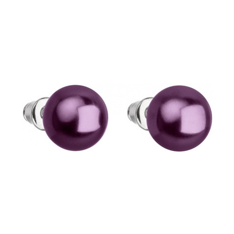 Náušnice bižuterie se Swarovski perlou fialové kulaté 71070.3
