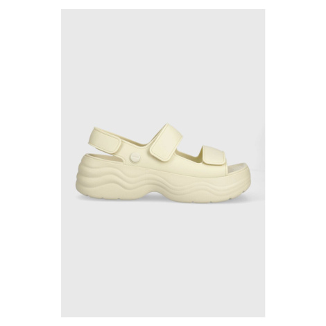 Sandály Crocs Skyline Slide dámské, béžová barva, na platformě, 208183