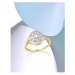 Zlatý prsten s propletením a diamantovou květinou Listese