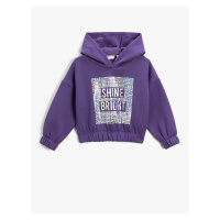 Koton Shiny Printed Hooded Sweatshirt