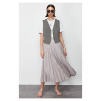 Trendyol Gray Pleated Woven Skirt
