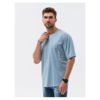 Modré pánské oversize tričko Ombre Clothing