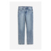 H & M - Straight Regular Jeans - modrá