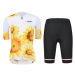 MONTON Cyklistický krátký dres a krátké kalhoty - SUNFLOWER LADY - bílá/černá/žlutá