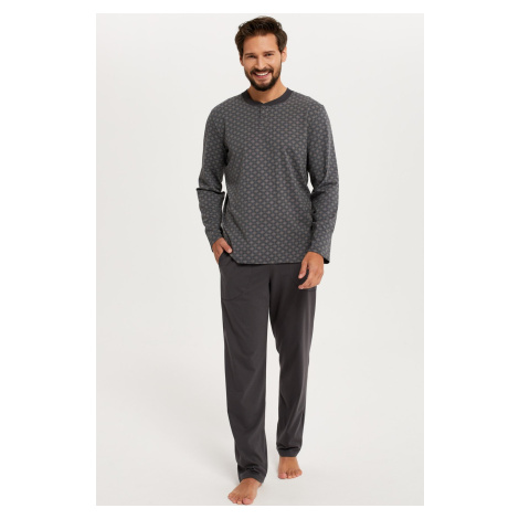 Pánské pyžamo Italian Fashion Balmer - dlouhé Tmavě šedá