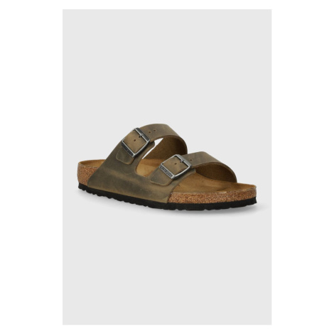 Nubukové pantofle Birkenstock Arizona zelená barva, 1027022