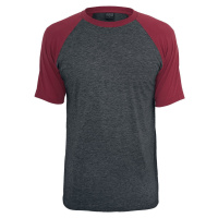 Urban Classics Raglan Contrast Tee Tričko charcoal/burgundská cerven