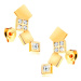 Náušnice ve žlutém 14K zlatě - blýskavé čtverečky tvořící oblouk, puzetky