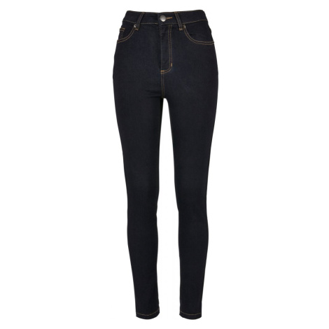 Ladies Organic High Waist Skinny Jeans - darkblue raw Urban Classics