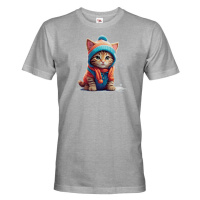 Pánské tričko s potiskem koťátka v oblečku - tričko pro milovníky koček