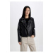 DEFACTO Regular Fit Faux Leather Coat