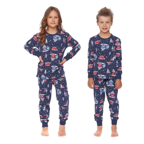 Dětské vánoční pyžamo Winter time tmavě modré dn-nightwear