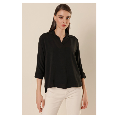 By Saygı Polo Neck Three Quarter Sleeves Split Split Blouse