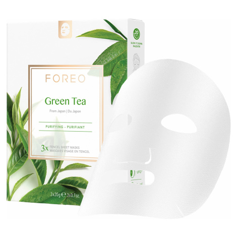 Foreo Očišťující plátýnková maska pro smíšenou pleť Green Tea (Purifying Sheet Mask) 3 x 20 g