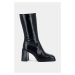 Kožené kotníkové boty Jonak BAGNA CUIR BRILLANT dámské, černá barva, na podpatku, 3100161