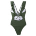 SHAPE - Dámské jednodílné plavky s volánky Barva: Zelená