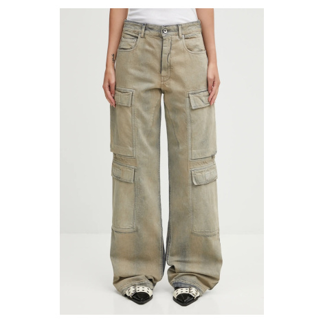 Bavlněné džíny Rick Owens DRKSHDW Double Cargo dámské, medium waist, DS02E7308.DMP