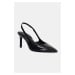 Kožené lodičky Calvin Klein HEEL SLINGBACK PUMP 70 SAFF LTH černá barva, HW0HW02068