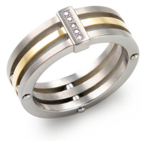 Boccia Titanium Pozlacený titanový prsten s diamanty 0126-02 53 mm