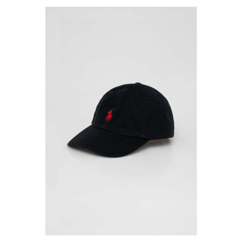 Bavlněná baseballová čepice Polo Ralph Lauren černá barva, s aplikací, 710548524