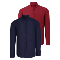 DOUBLE SET G721 DEWBERRY MEN'S SHIRT-BURGUNDY-NAVY